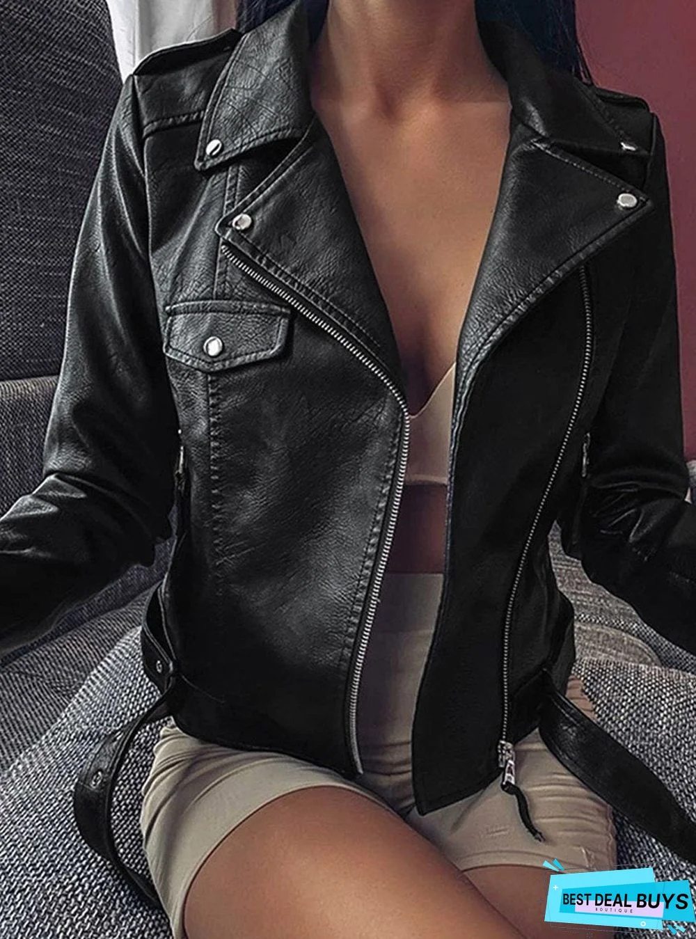 Spring and Autumn Short Pu Leather Jacket