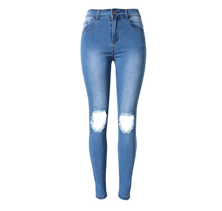 Women's Vingtage Ripped Bigh Hole Pop Slim High Waist Stretch Denim Jeans Pants
