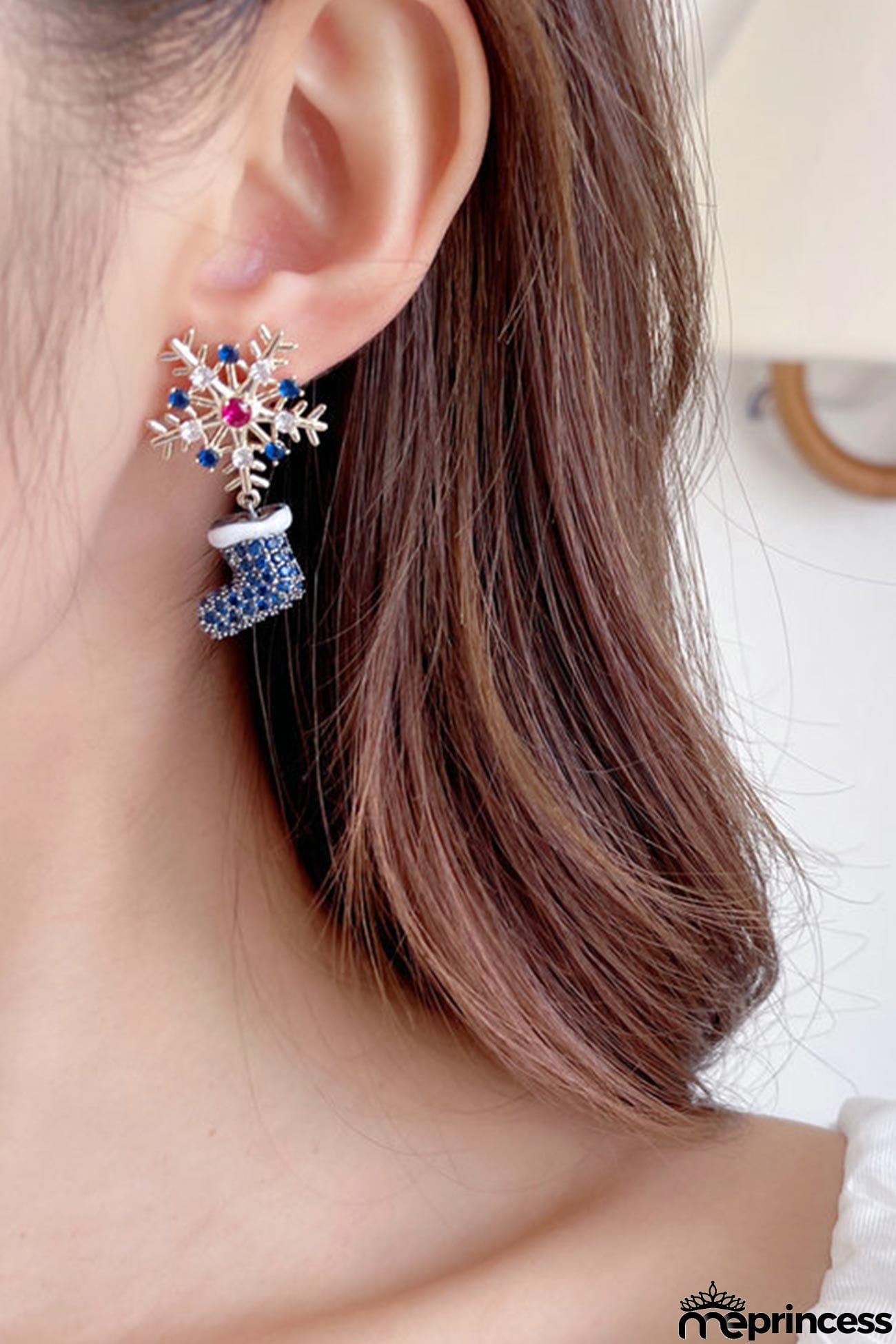 Zircon Snowflake Hat Boots Earrings