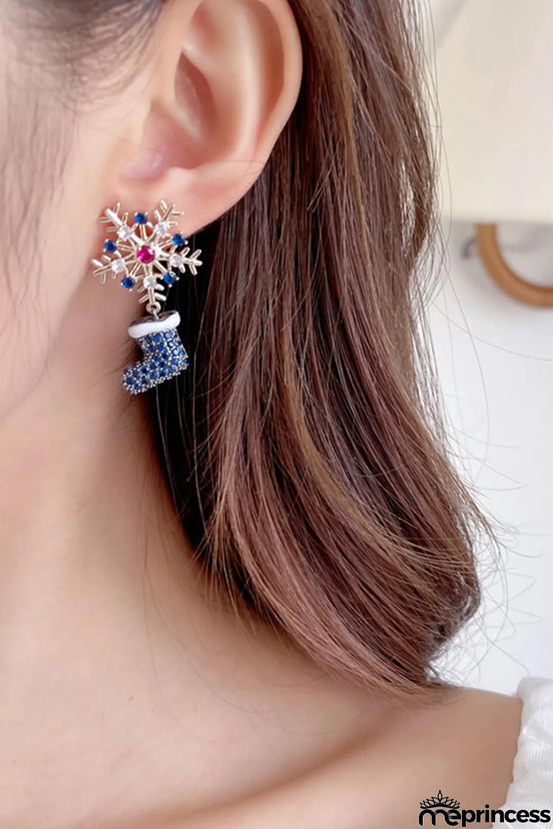 Zircon Snowflake Hat Boots Earrings