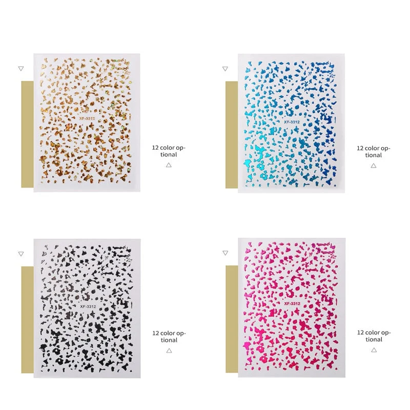 Black Gold 3D Nail Foil Sticker Manicure 12 Color Design DIY Nail Foil Sticker Decals Foil Design for Nail Decoration Back Glue
