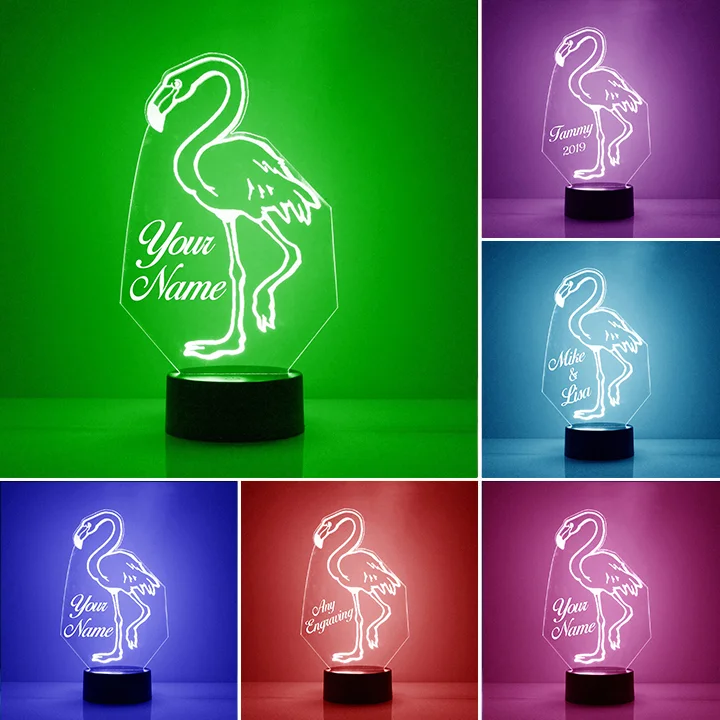 Personalized Flamingo Night Light Custom Name Home Decor for Family