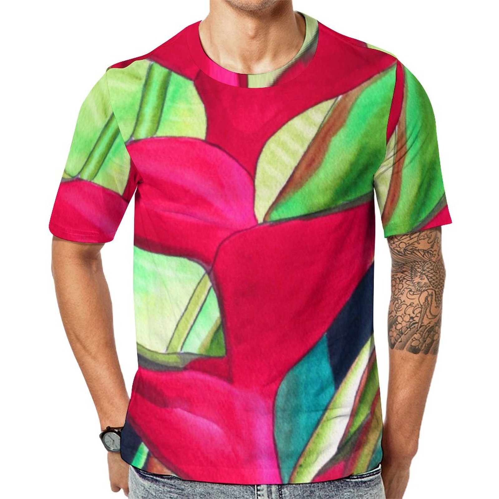 Lobster Claw Heliconia Tropical Flower Art Short Sleeve Print Unisex Tshirt Summer Casual Tees for Men and Women Coolcoshirts
