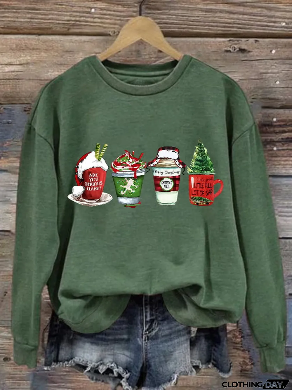 Women's Family Christmas Vacation Coffee Print Long Sleeve Sweatshirt