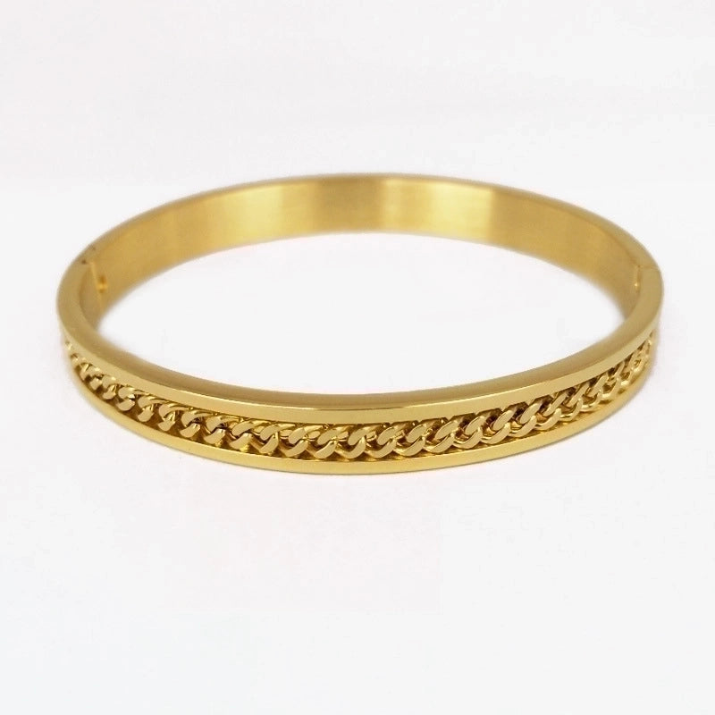 Minimalist Geometric Stainless Steel Chain Men’S Bangle Men Cuff & Bangle