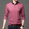 Striped Neckline Embroidered Polo Shirt