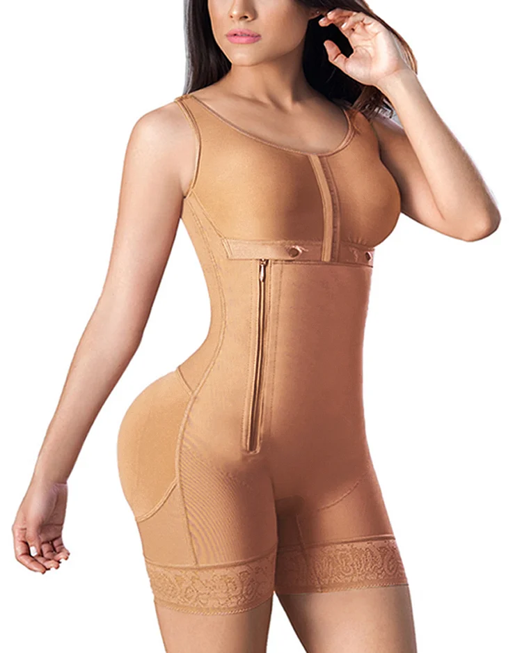 Bodysuit Bodyshaper For Women Side Zipper Adjustable Breast Support Tummy Control Shaperwear