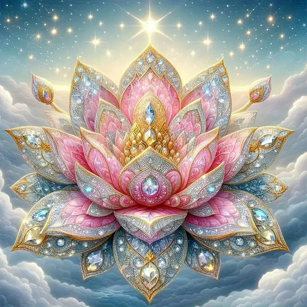 Partial AB Diamond Painting - Full Round Drill - Lotus(Canvas|50*50cm)