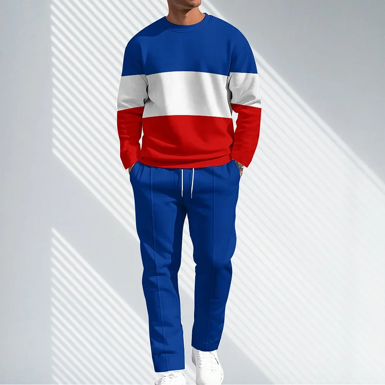 Men Causal Printed Hoodied and Pants Suit