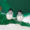 Snowman Pearl Stud 925 Sterling Silver 
