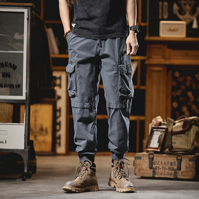 Wlntempo fall 2024 fashion trend Drawstring Pants Men's New High Street Work Pants Casual Tactical Cargo Pants Classic Casual Fashion Hip-hop Sports Loose Pants