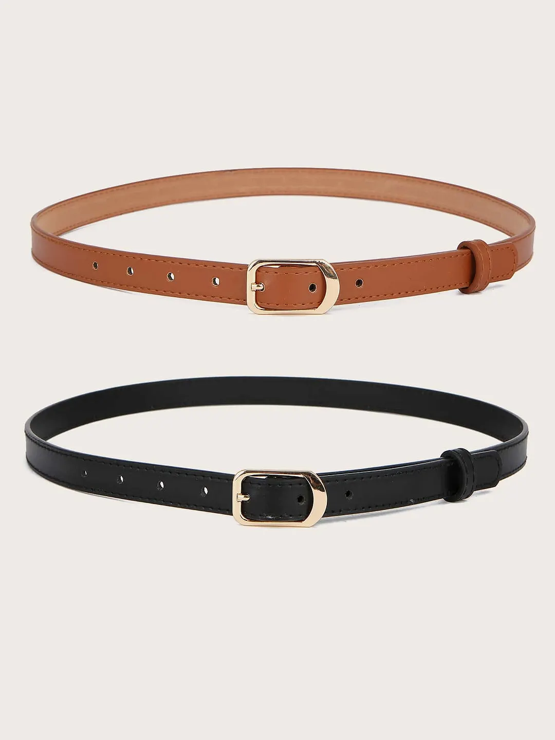 2pcs Gold Buckle Belt