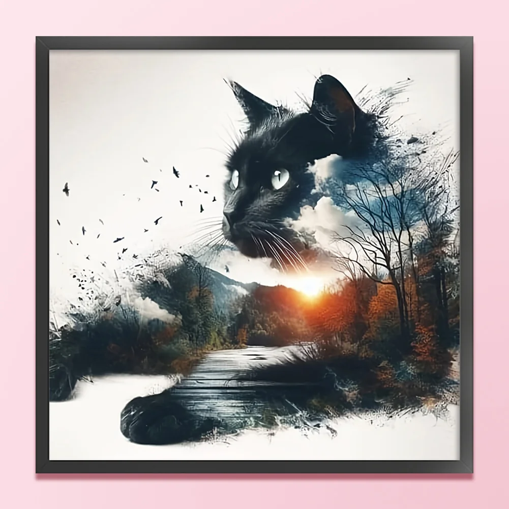 11CT Full Stamped Cross Stitch - Forest Cat (40*40cm)