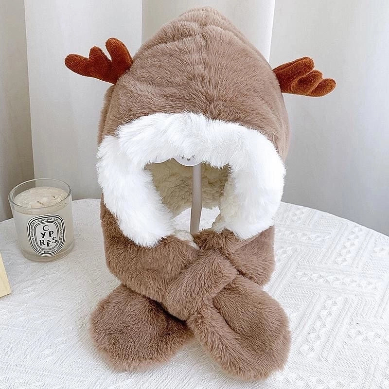 Winter Children’s Hat Scarf Integrated Thickened Warm Baby Cute Baby Windproof Ear Protection Hat For Boys And Girls