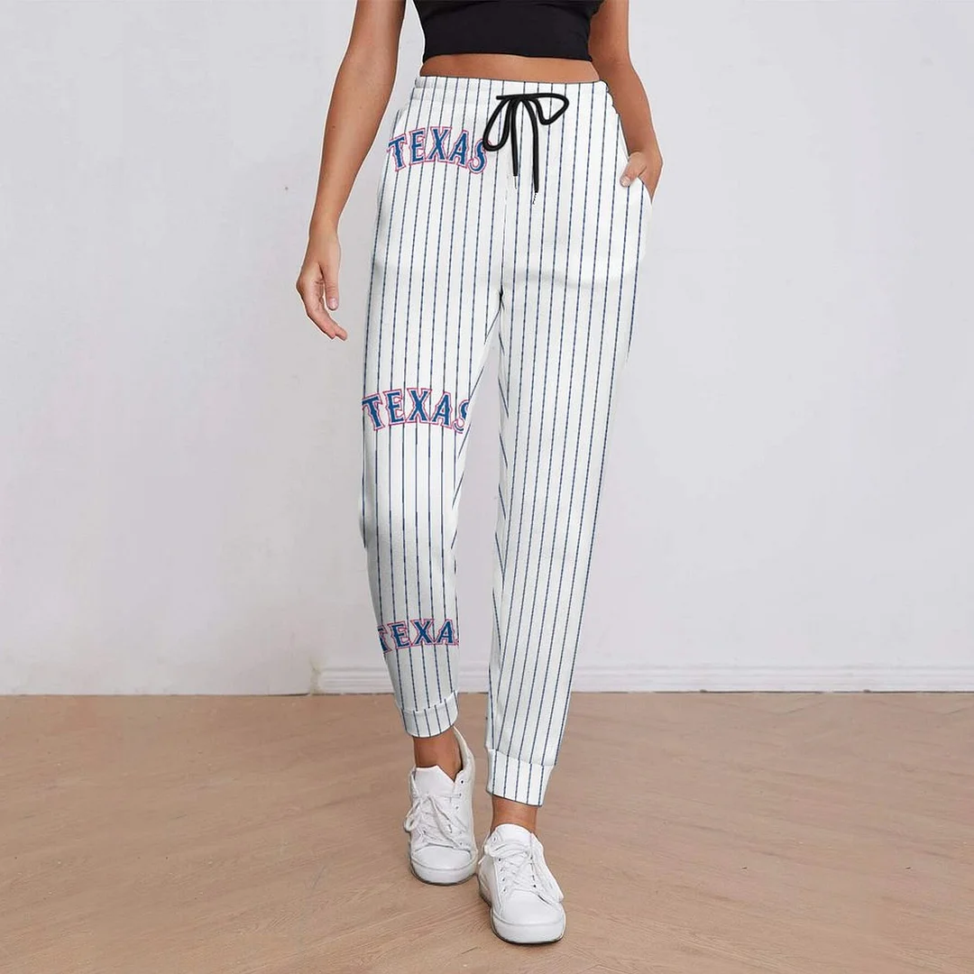 Plus Size Long Pants with Pockets in Pattern Striped, Blue, Red