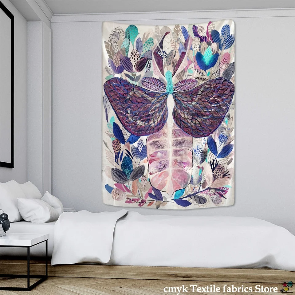 Butterfly Mushroom Tapestry Wall Hanging Colorful Bohemian Hippie TAPIZ Psychedelic Witchcraft Simple Art Room Home Decor