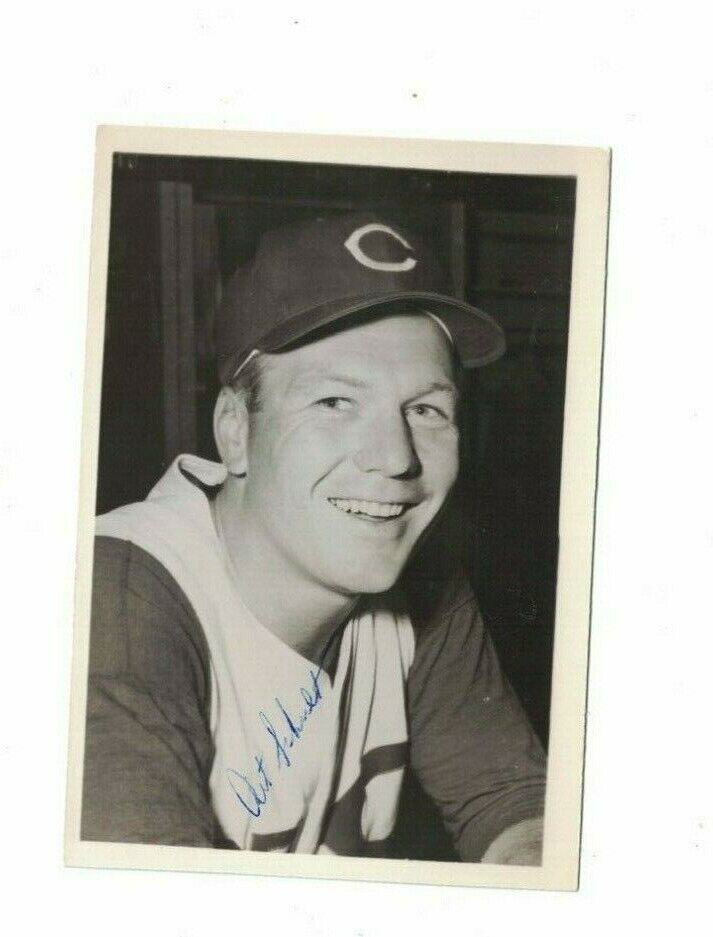 Art Schult Cincinnati Reds Signed Vintage Original Cut Postcard Photo Poster painting RH