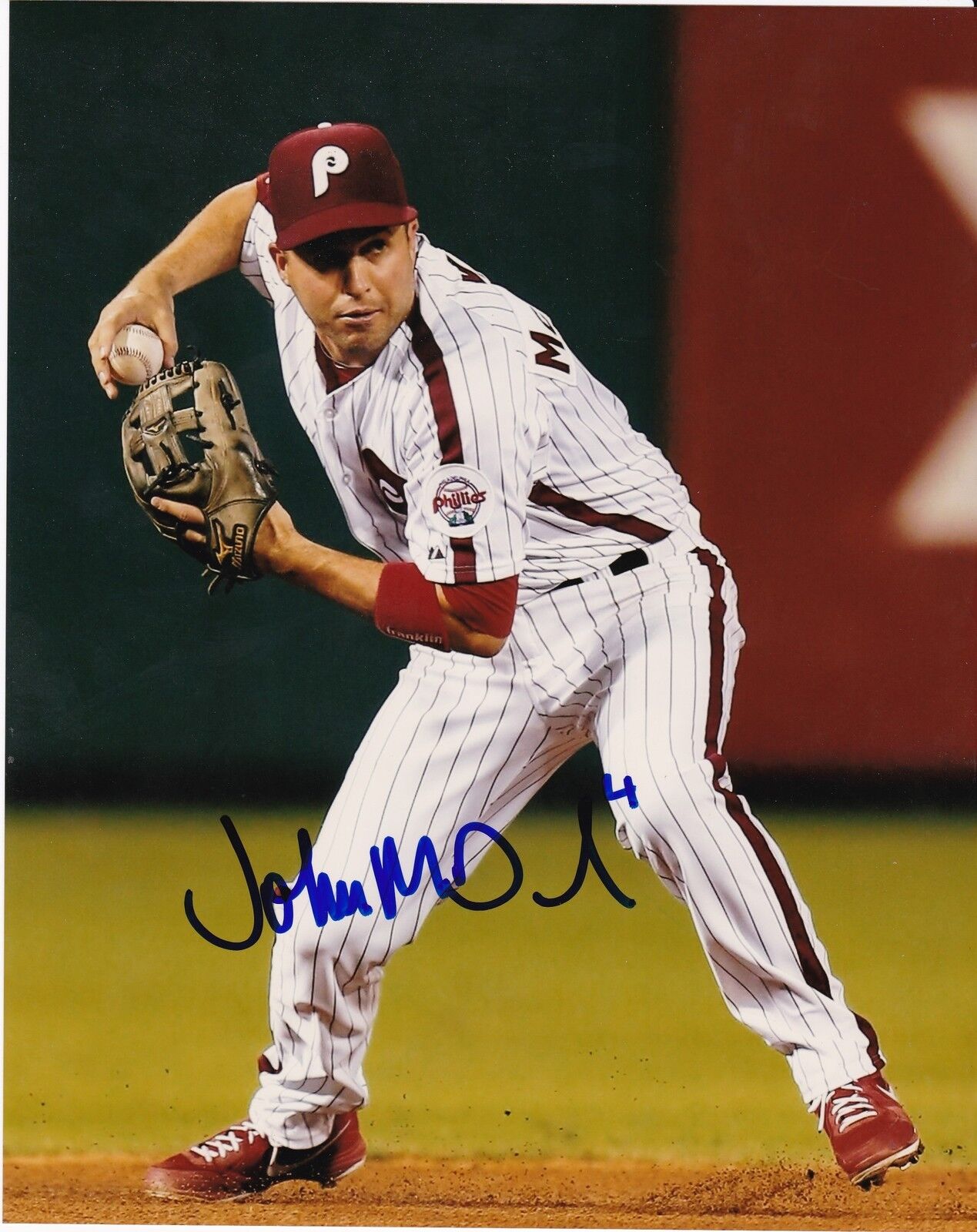 JOHN MCDONALD PHILADELPHIA PHILLIES ACTION SIGNED 8x10