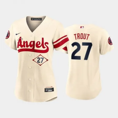 Women's Los Angeles Angels #27 Mike Trout 2022 Cream City Connect Stitched Baseball Jersey(Run Small) P6KE