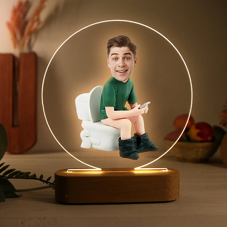 Personalized Photo Acrylic Night Light My Husband Obsessed With The Toilet Funny LED Lamp Gifts for Him