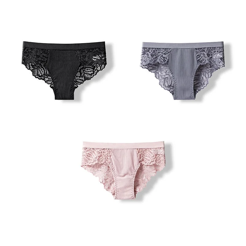 3 Pcs Panties Sexy Panty Briefs Lace Panties Women Underwear Lingerie Panties for Female Ladies Floral Pantys Underpants