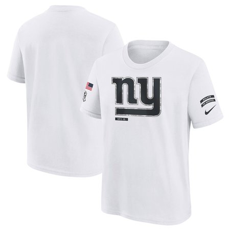 Youth New York Giants  White 2024 Salute To Service T-Shirt