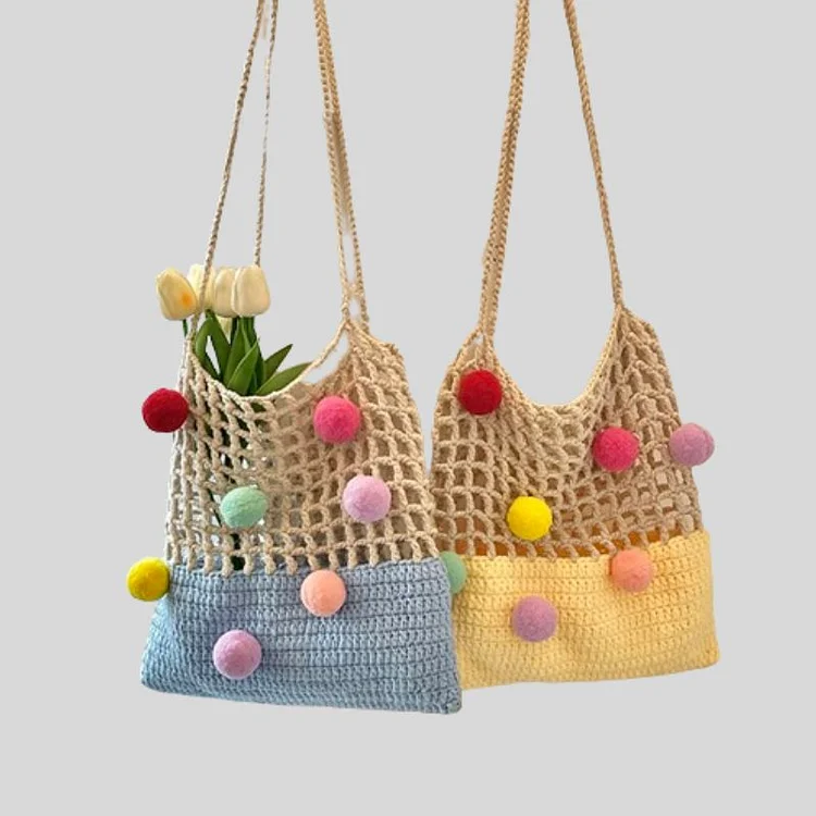 Lulusnow Handmade Casual Travel Beach Crochet Bag