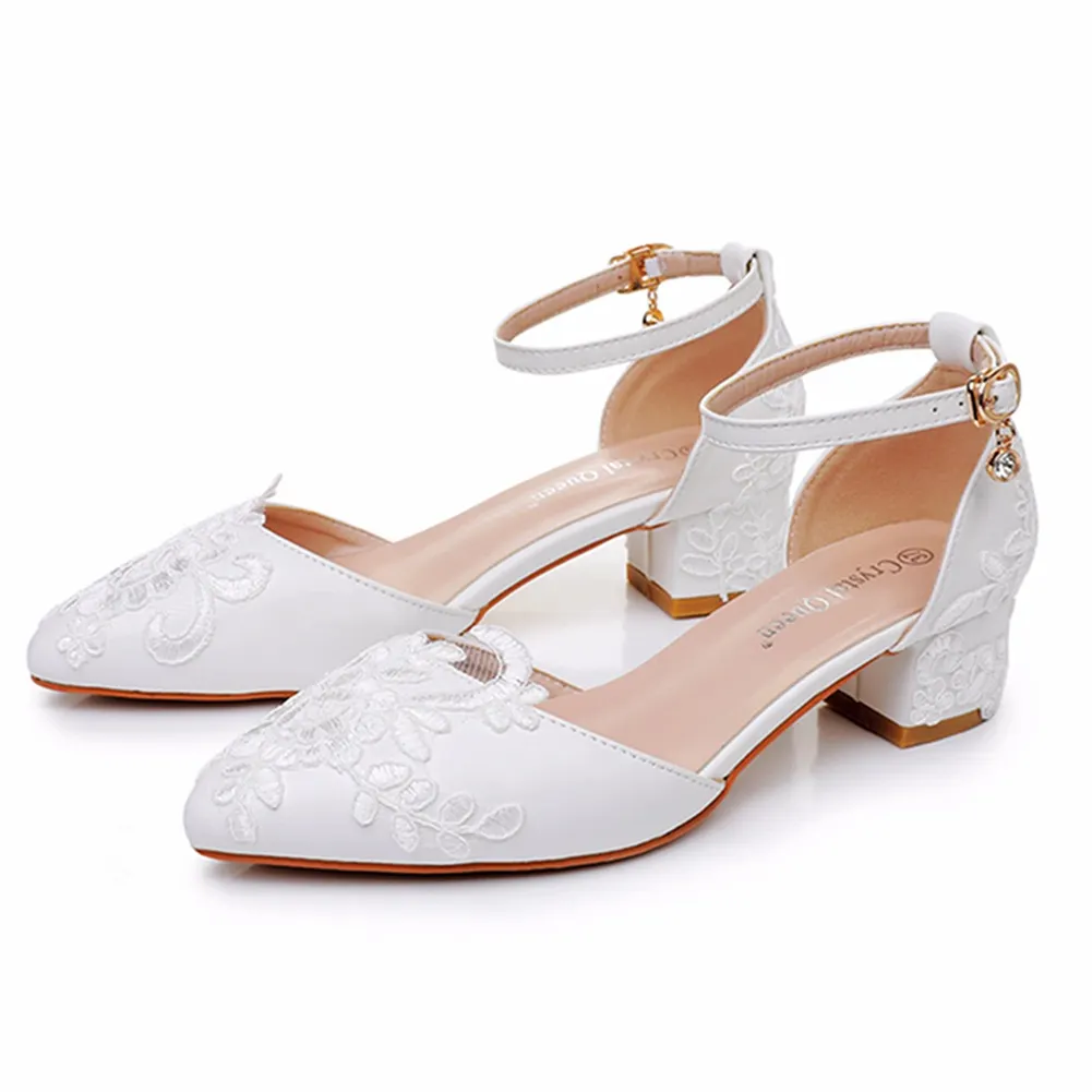 Breakj Breakj Cm Square Thick Heel Tip Hollow Sandals Spring Square With Light White Lace Mesh Bride High Heels Woman