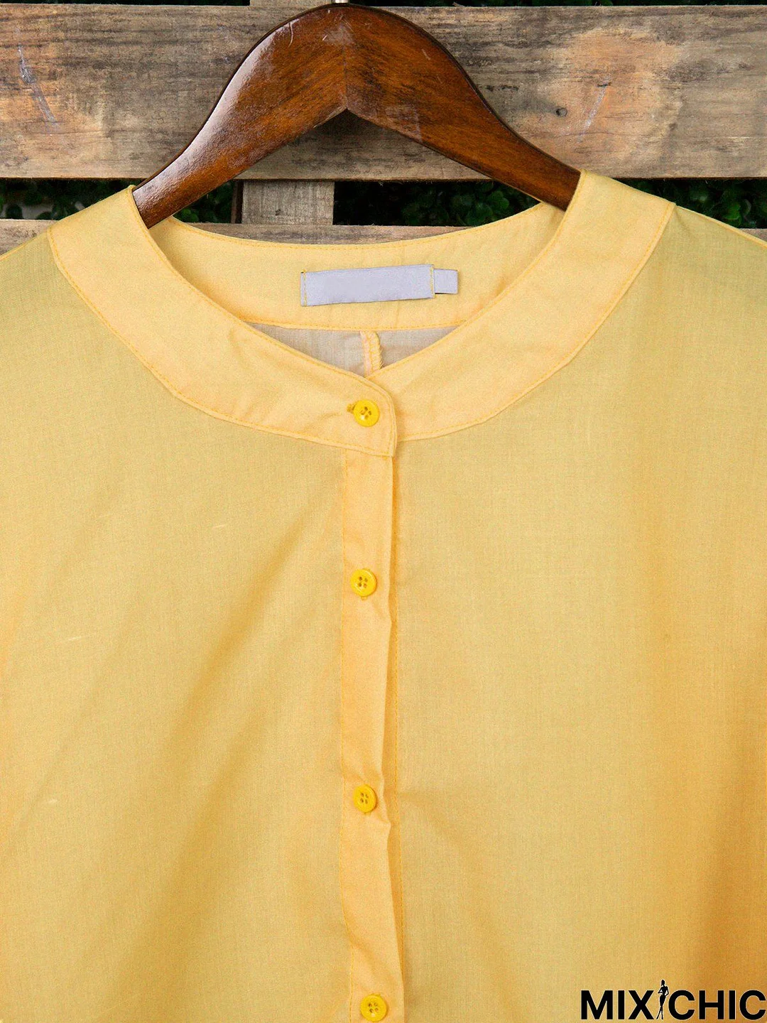 Yellow Floral Casual Cotton-Blend Top