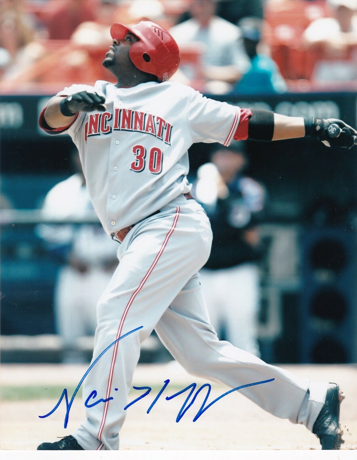 NORRIS HOPPER CINCINNATI REDS ACTION SIGNED 8x10