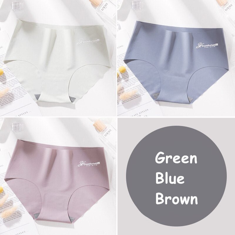3Pcs Seamless Panty Set Underwear Female Letter Comfortable Intimates Fashion Female Low-Rise Briefs Ice Silk Lingerie Drop Ship