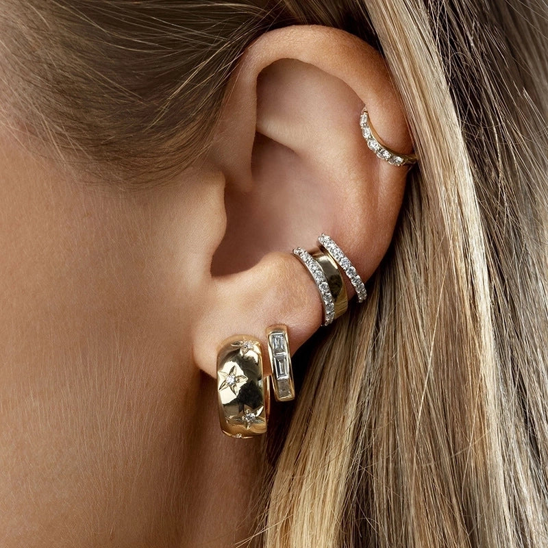 1 Pair IG Style Basic C Shape Round Irregular Plating Copper Zircon Ear Cuffs Earrings