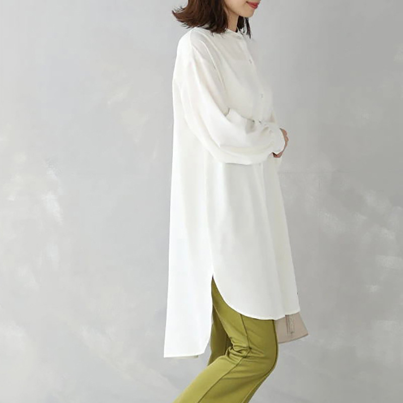 Simple Stand Collar Long Sleeve Shirt