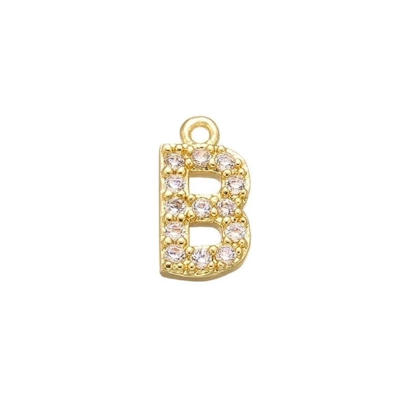 1 Piece 925 Sterling Silver Zircon 22K Gold Plated Rhodium Plated Letter Pendant Charms