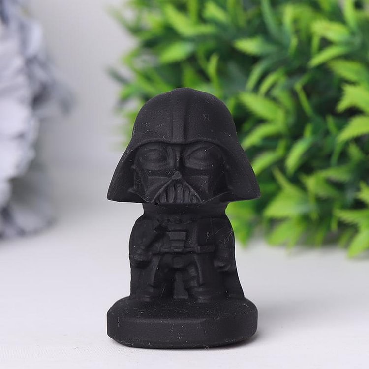 2.5" Black Obsidian Darth Vader Crystal Carvings Cartoon Bulk