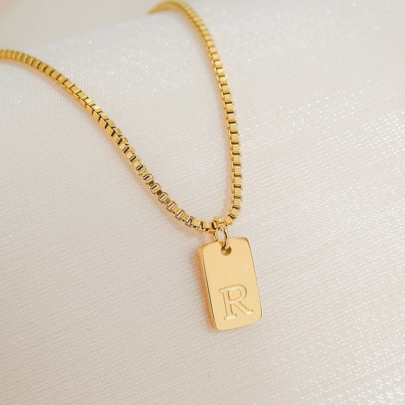 Minimalist Letter 304 Stainless Steel 18K Gold Plated Pendant Necklace
