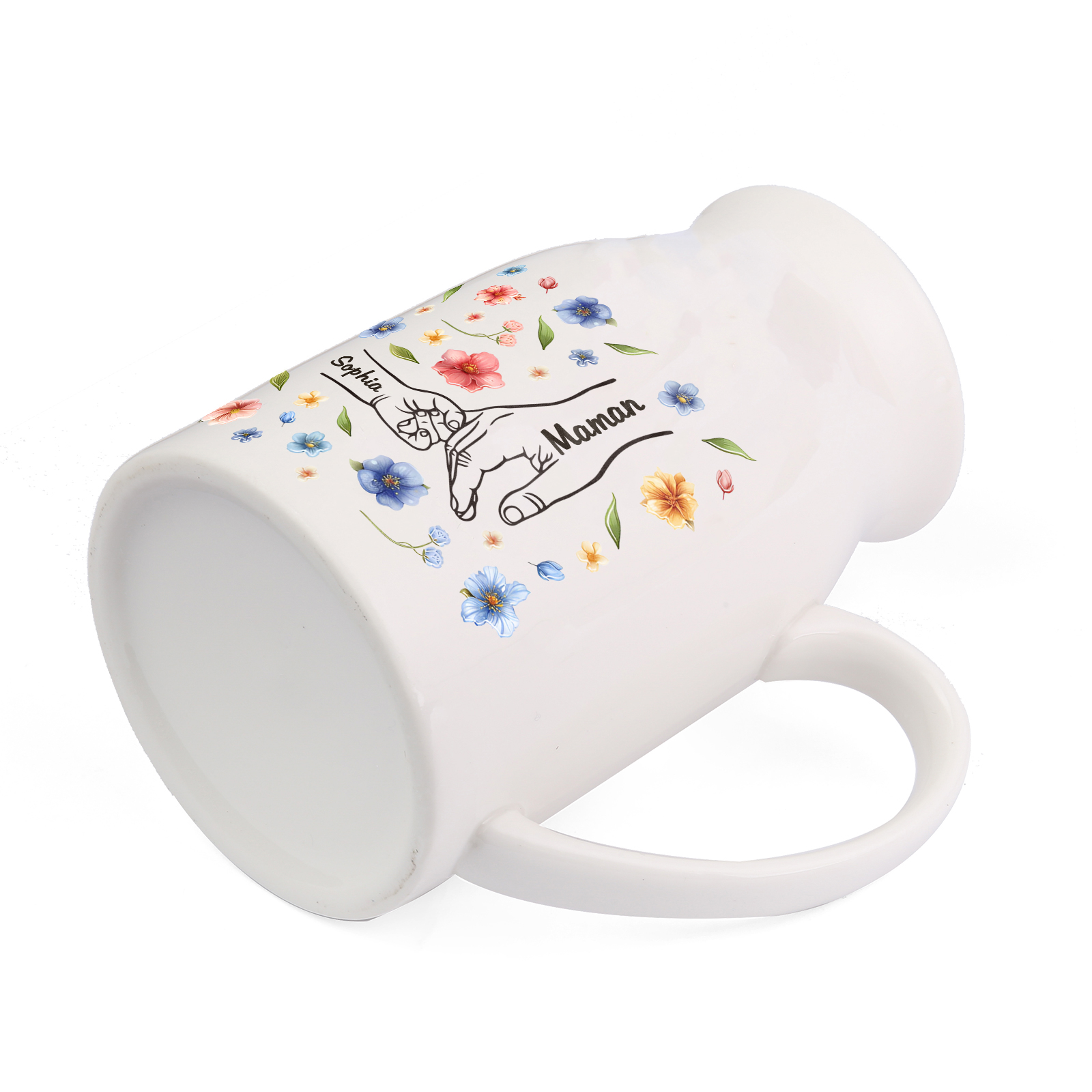 Vaso di ceramica con mano nella mano 2 nomi personalizzati per mamma/nonna