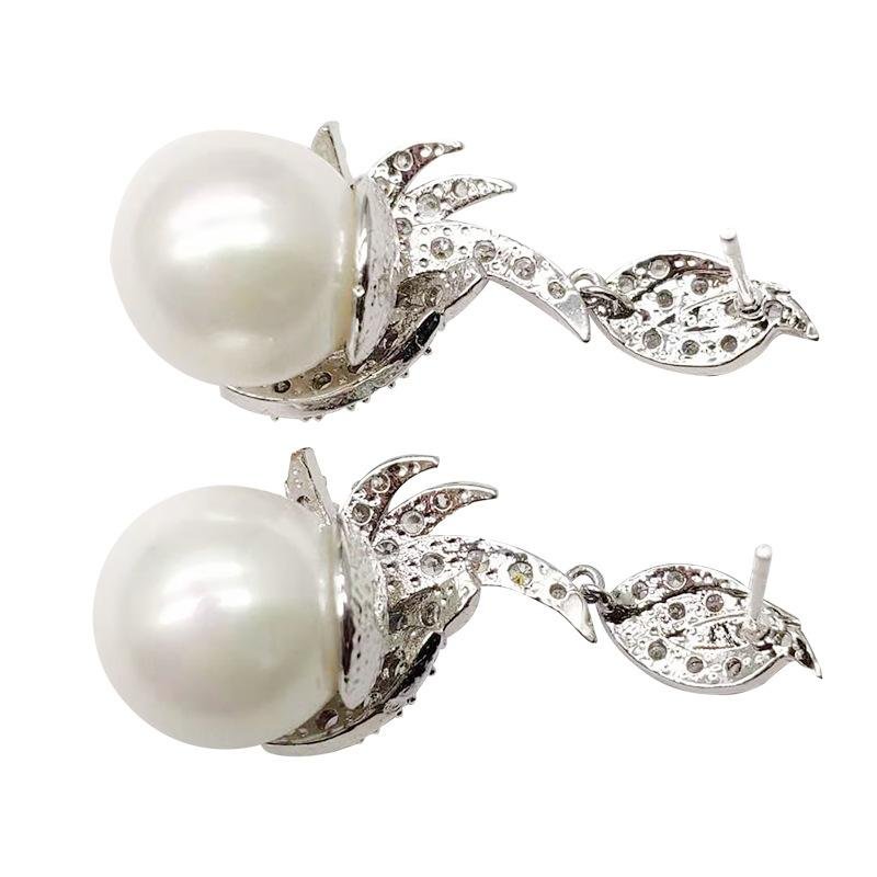 Zircon pearl rhinestone earrings-zachics