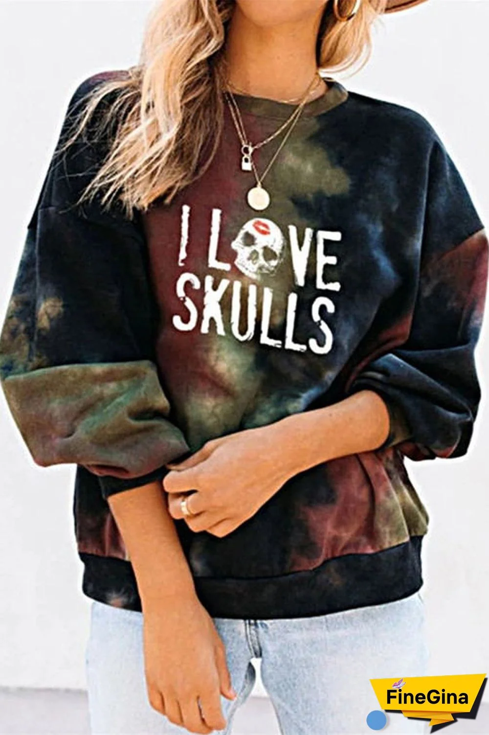 Tie-Dyed Letter Printed Casual Sweatshirt