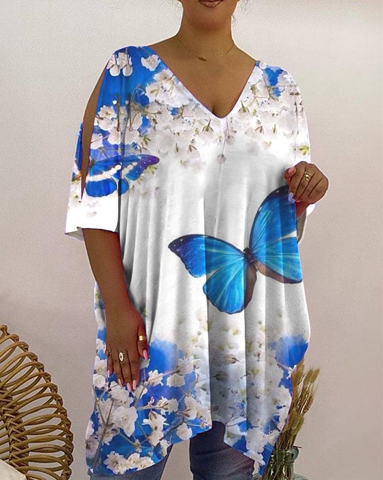 V-Neck Casual Print Women's Top