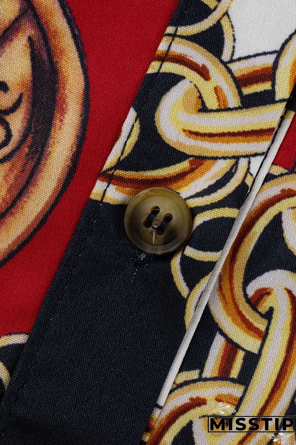 Blue Fashion Casual Print Patchwork Turndown Collar Shirt Dress