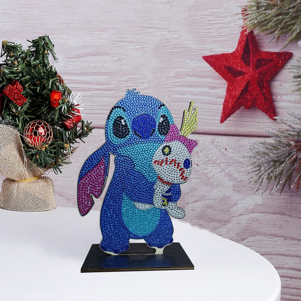 DIY Stitch Table Ornament Art Crafts Wooden Single Sided Home Decoration