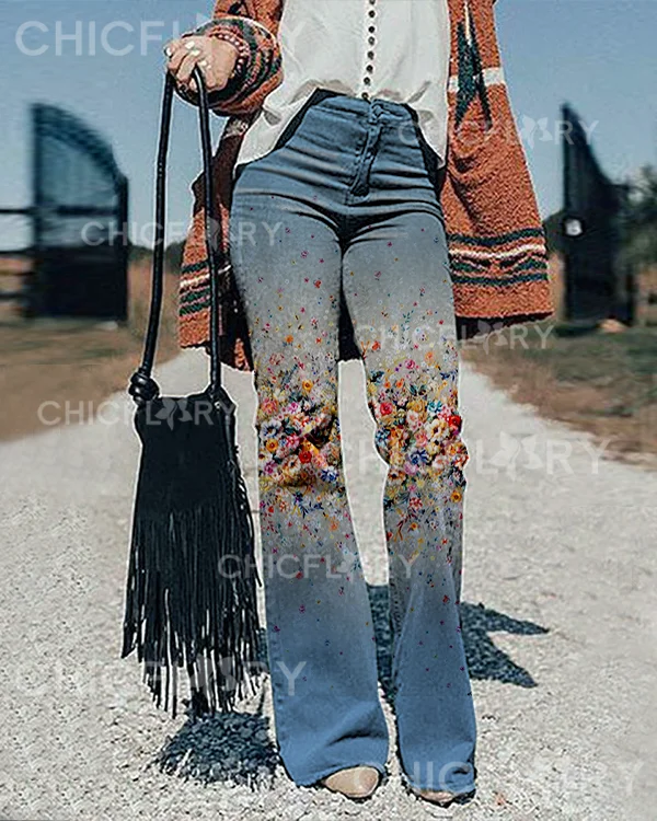 Women's Floral Print Jeans