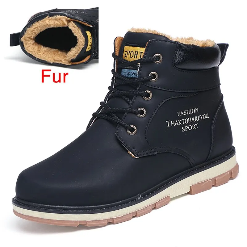 DEKABR 2022 Newest Autumn Winter Ankle Warm Boots Quality PU Leather Men Casual Working Shoes Vintage Style Lace Up Men Boots