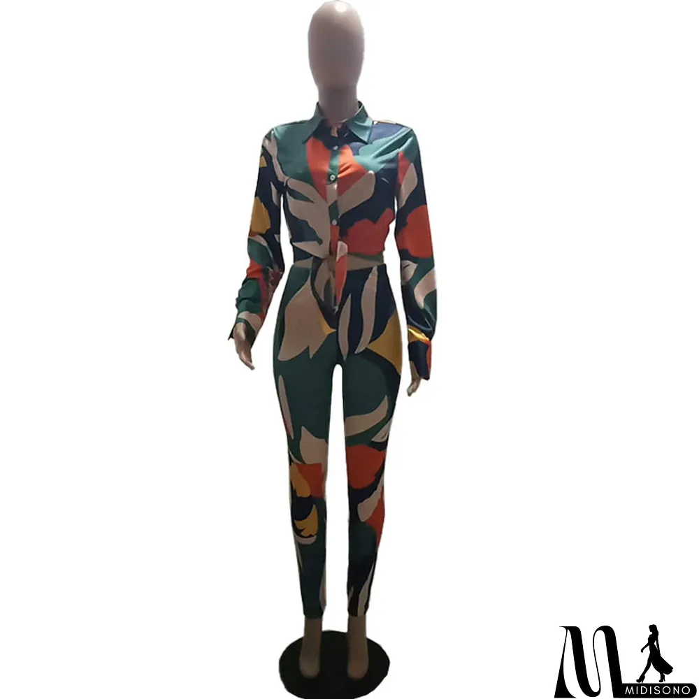 MidiSono - Fashion Ladies Printed Two-Piece Suit