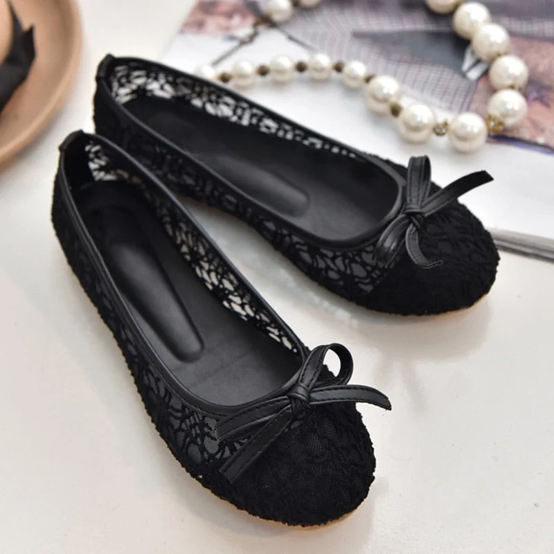 2020 New Women Flats Shoes Ballet Flats Fashion Bow-Knot Women Shoes Slip On Cut Outs Flat Sweet Hollow Summer Female Shoes