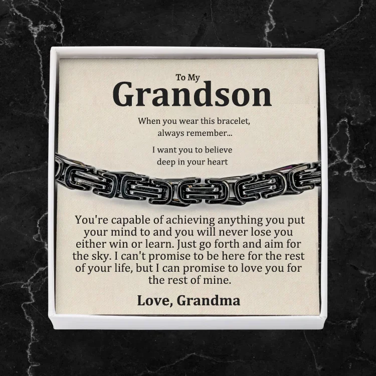 To My Grandson I'll always carry you in my heart Cuban Link Bracelet Stainless Steel Bracelet Warm Gift