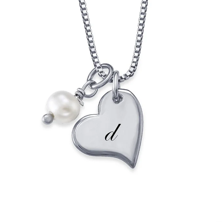 Personalized Design Pearl Heart Necklace