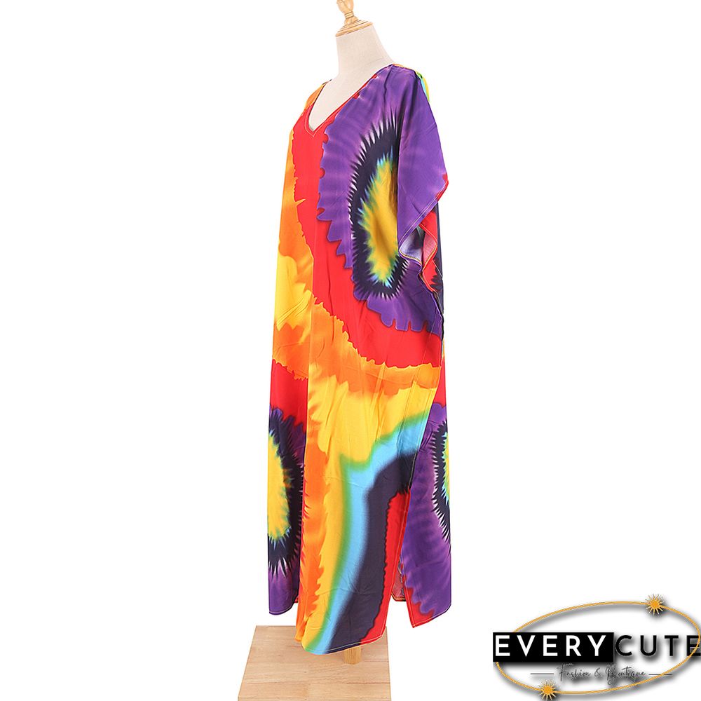 Yellow Graffiti Loose Beach Kimono Dress