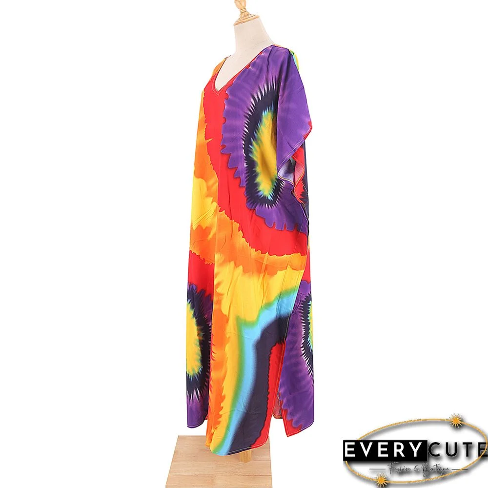 Yellow Graffiti Loose Beach Kimono Dress